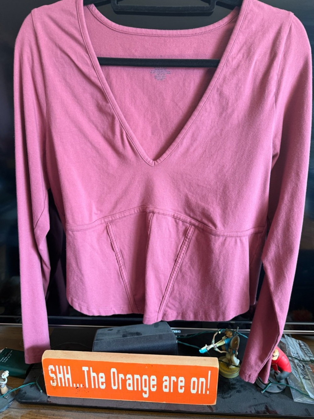 torrid Dusty Rose V‑Neck Long Sleeve Top